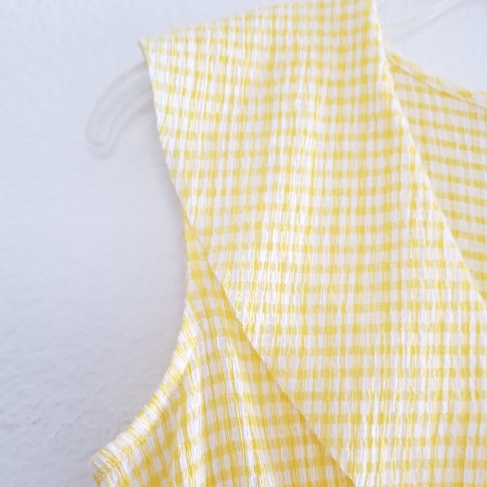 Harris Wharf London Vichy Maxi Gingham Yellow Dress Size 6 - Picture 7 of 10